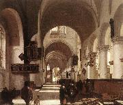 WITTE, Emanuel de Interior of a Protastant Gothic Church oil painting artist